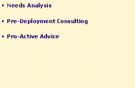 Text Box: Needs AnalysisPre-Deployment ConsultingPro-Active Advice